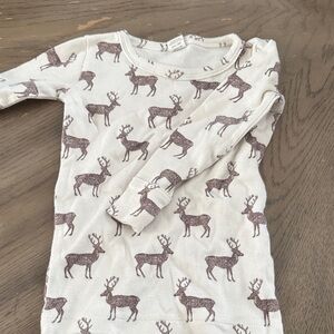 kate quinn Cream Long-Sleeve Tee with Brown Reindeer Print
